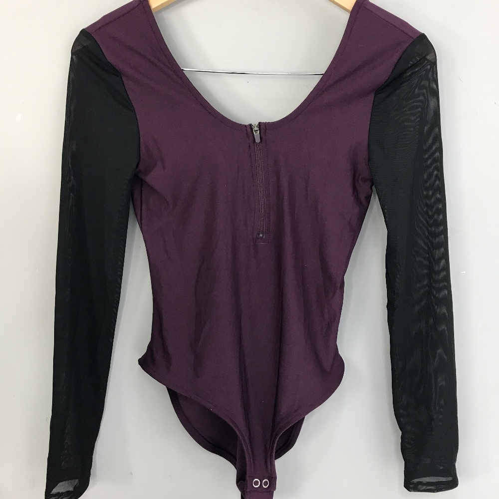 X by Gottex Body Suit Mesh Long Sleeve Sz Small